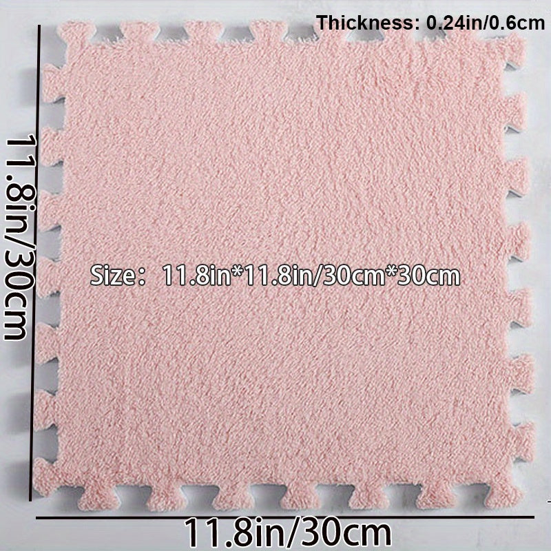 6pcs Soft Interlocking Shaggy Foam Mat Anti-slip Area Rugs for Home Decor