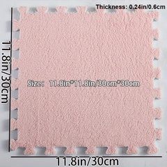 6pcs Soft Interlocking Shaggy Foam Mat Anti-slip Area Rugs for Home Decor