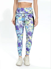 Leaf Print Yoga Pants High Stretch With Pocket Slimming Leggings