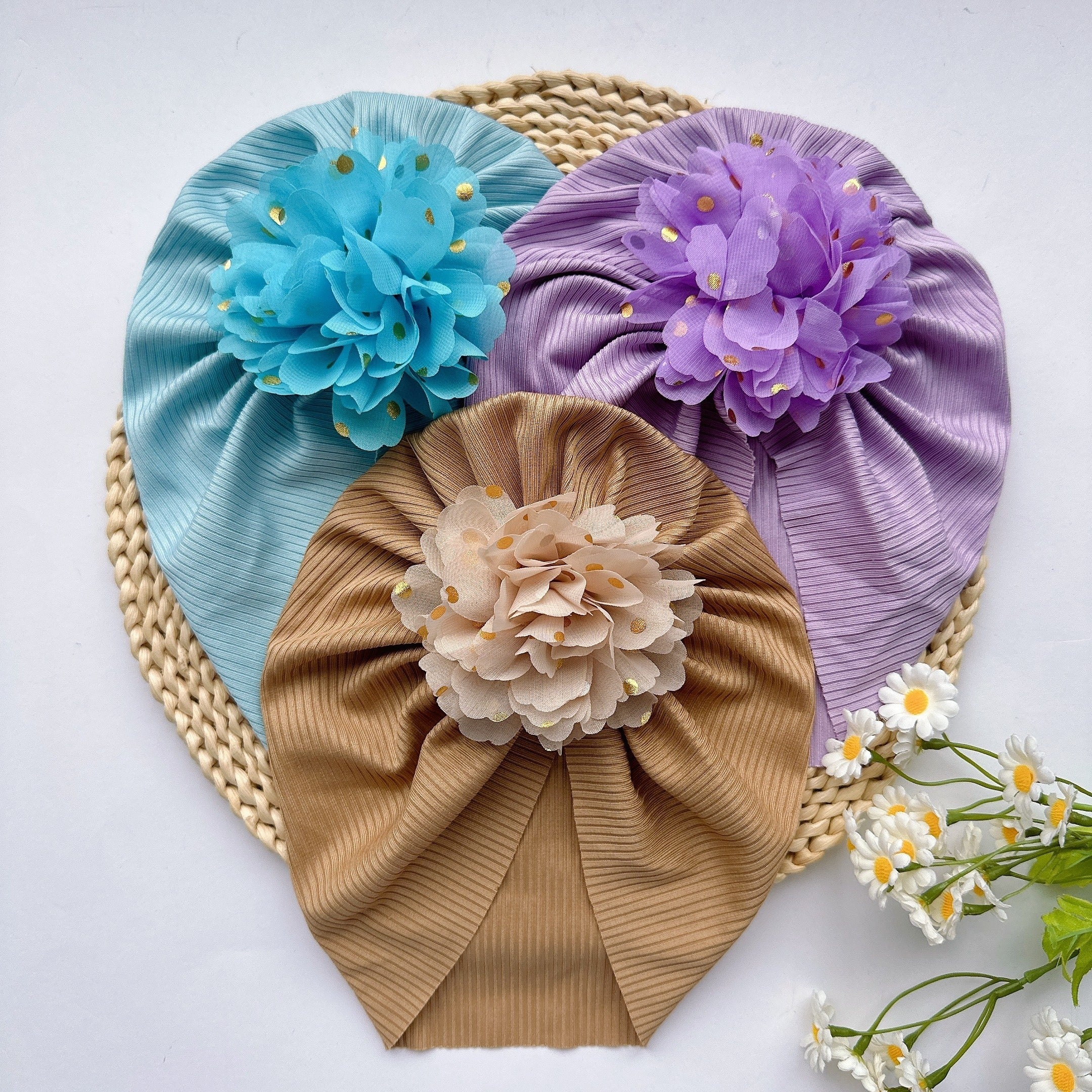 Soft Elastic Strip Flower Baby Hat For Girl