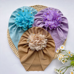 Soft Elastic Strip Flower Baby Hat For Girl