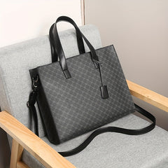 Leather Business Briefcase Tote Bag Waterproof Wear resistant Messenger Bag