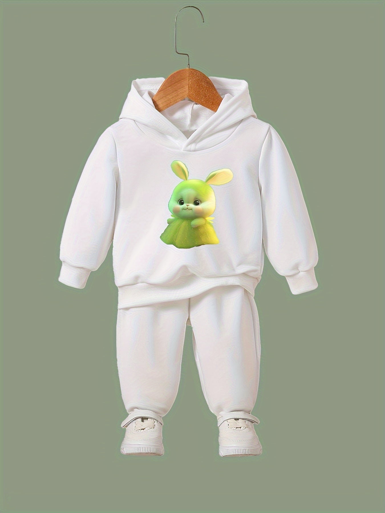 Bunny Graphic 2pcs Set Girls Casual Comfy Breathable Activewear Set
