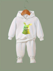 Bunny Graphic 2pcs Set Girls Casual Comfy Breathable Activewear Set
