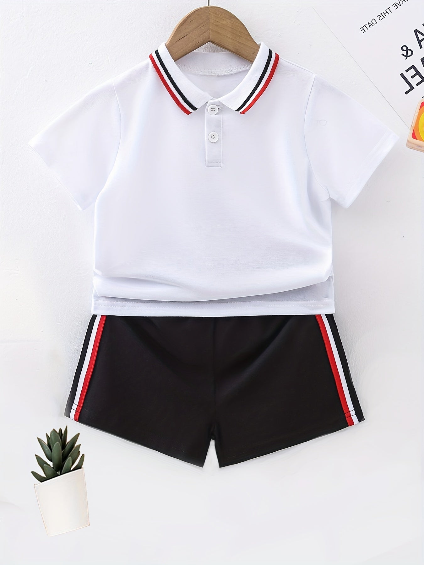 Boys Polo Shirt & Shorts Set Preppy Style Summer Clothes