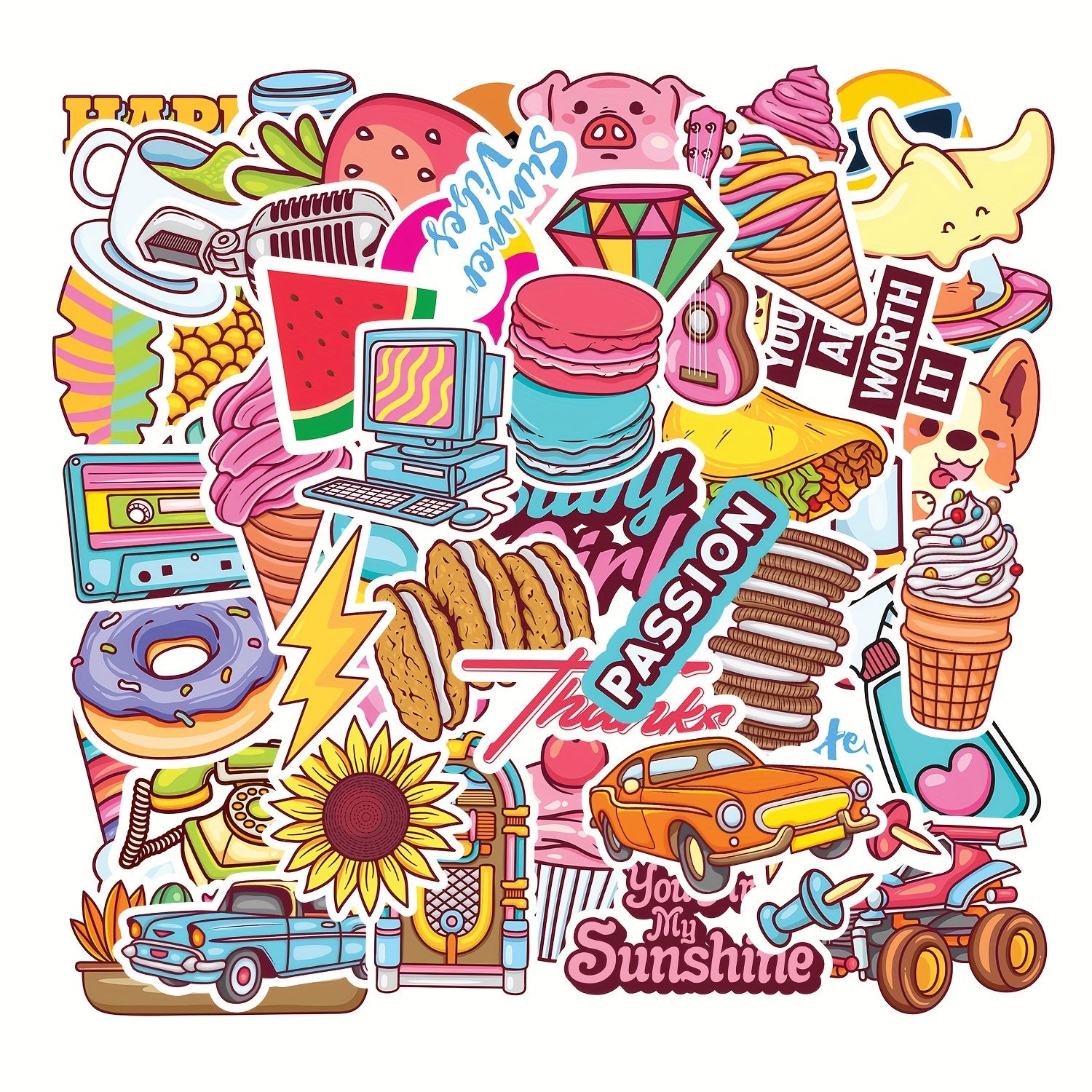 50pcs Waterproof Stickers for Water Bottles, Laptop, Hydroflask