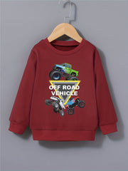 Off Road Vehicles Print Boys Casual Sweatshirt Long Sleeve Crew Neck Tops