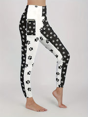 Colorblock Paw Print High Rise Skinny Trousers