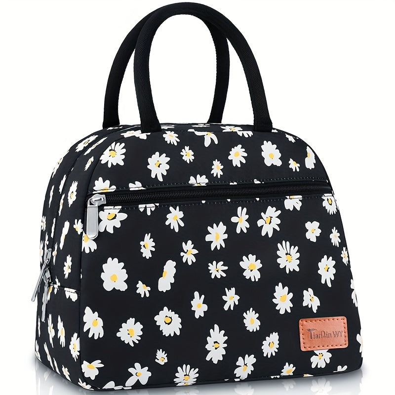 Leakproof Insulated Daisy Lunch Tote Bag for Work & Travel