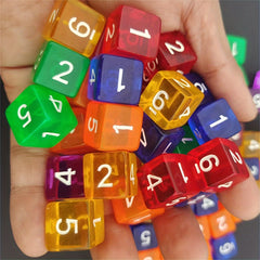 60pcs 16mm Transparent Digital Dice for Table Game and Collection