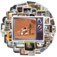 50pcs Retro TV Computer Graffiti Stickers Notebook Luggage Waterproof DIY Toys