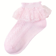 6 Pairs Multicolor Mesh Dance Princess Lace Short Socks Girls