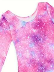 Stretchy Tie Dye Long Sleeve Gymnastics Suit Dance Leotard