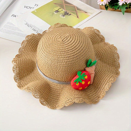 Kids' Summer Straw Hat with Shoulder Bag