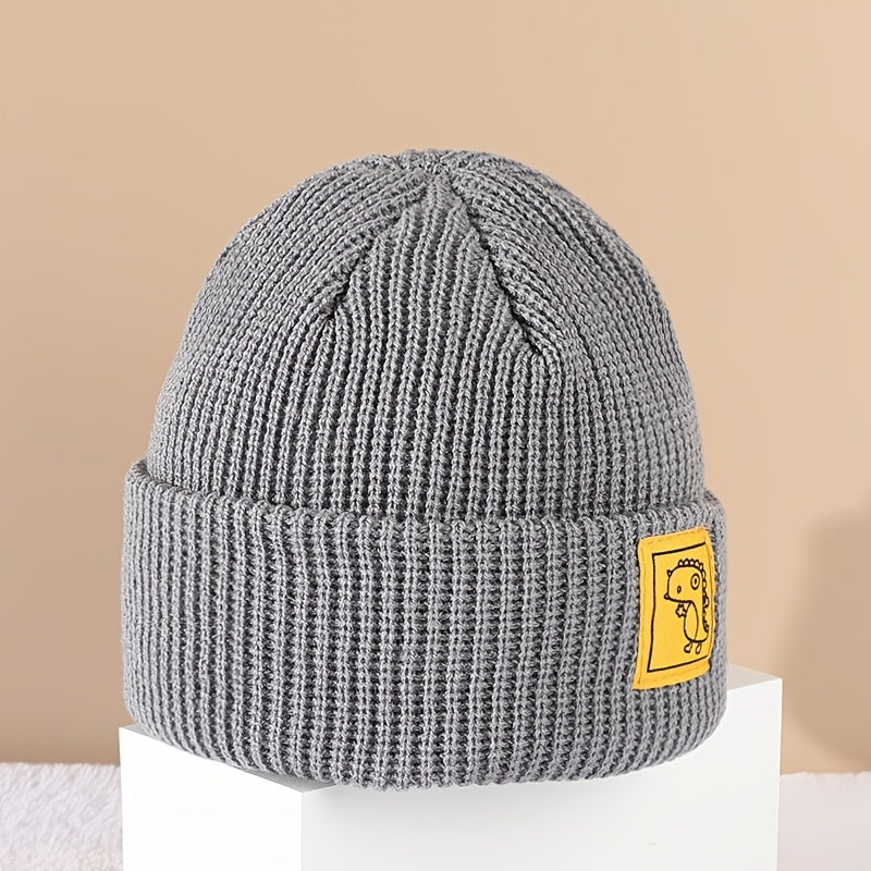 Dinosaur Patch Beanie Hat Woolen Knitted Hat