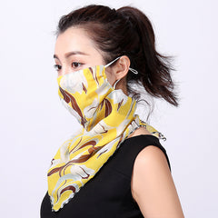 Chiffon Mouth Mask Women Face Mask Scarf Print Neck Scarves Sun Protection