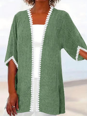 Casual Lace Sleeve Open Front Cardigan