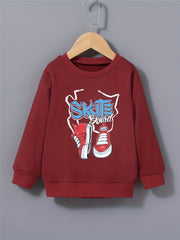 SKATEBOARD Shoes Pattern Kid's Sweatshirt Long Sleeve Top Crew Neck Pullover