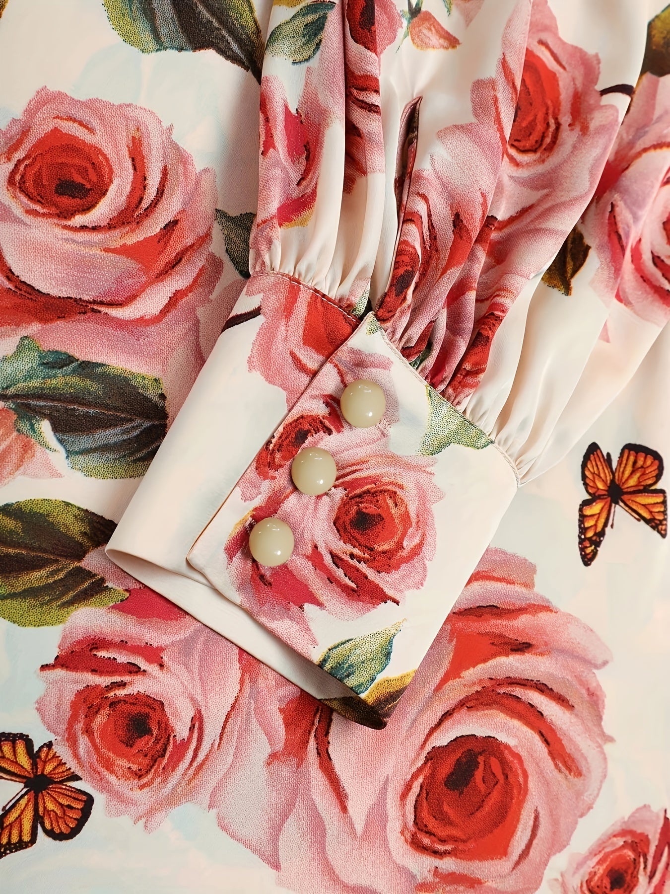 Floral Print Lantern Sleeve Maxi Dress