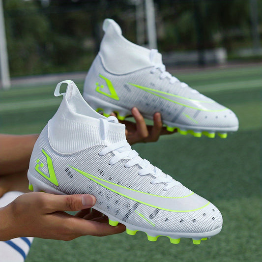 Men's High Top Spiked Football Boots, Geometry Pattern Soccer Cleats