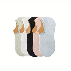 5 Pairs No Show Ankle Socks Breathable & Lightweight All match Socks Women's Sto
