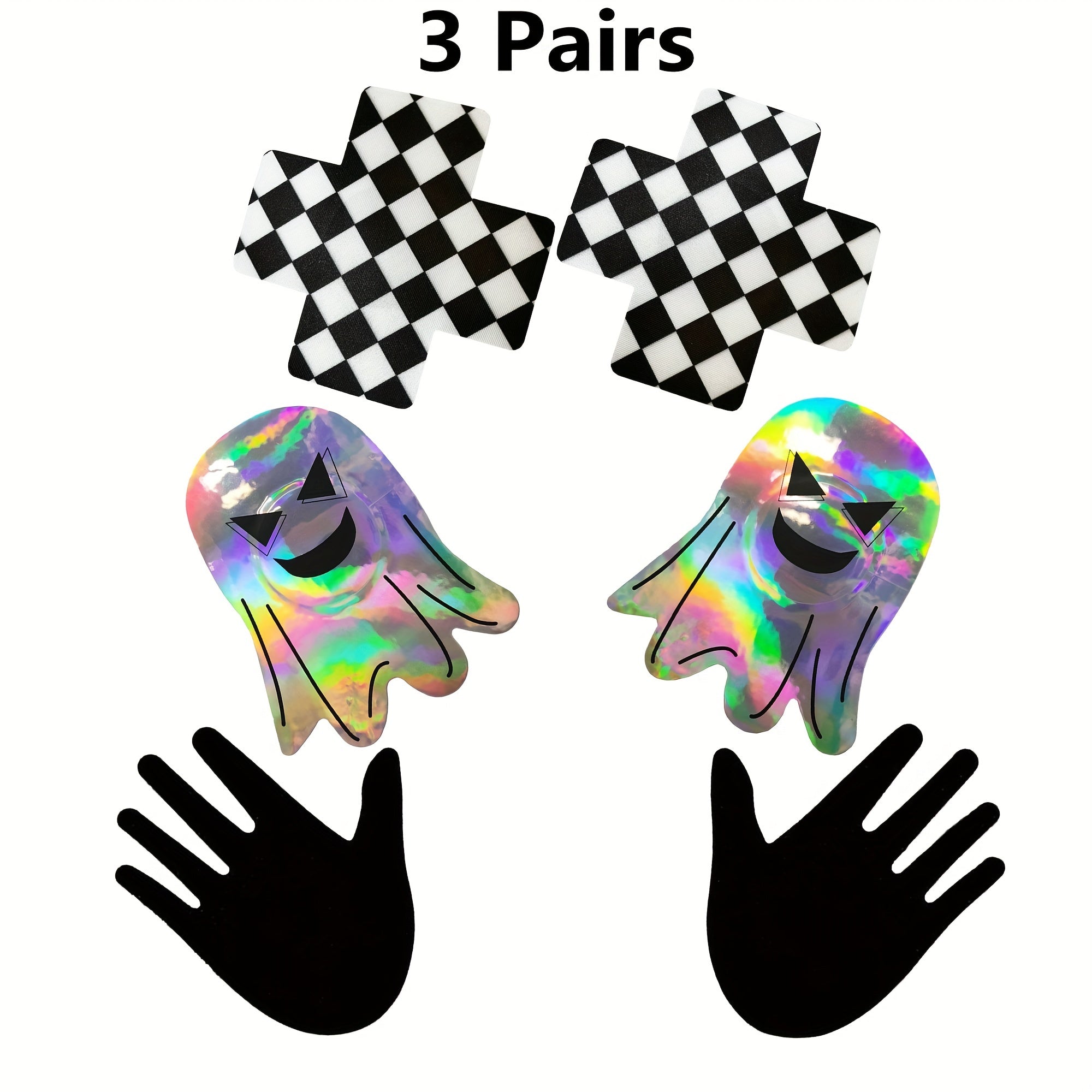 3 Pairs Halloween Nipple Pasties Self-adhesive Breast Pasties