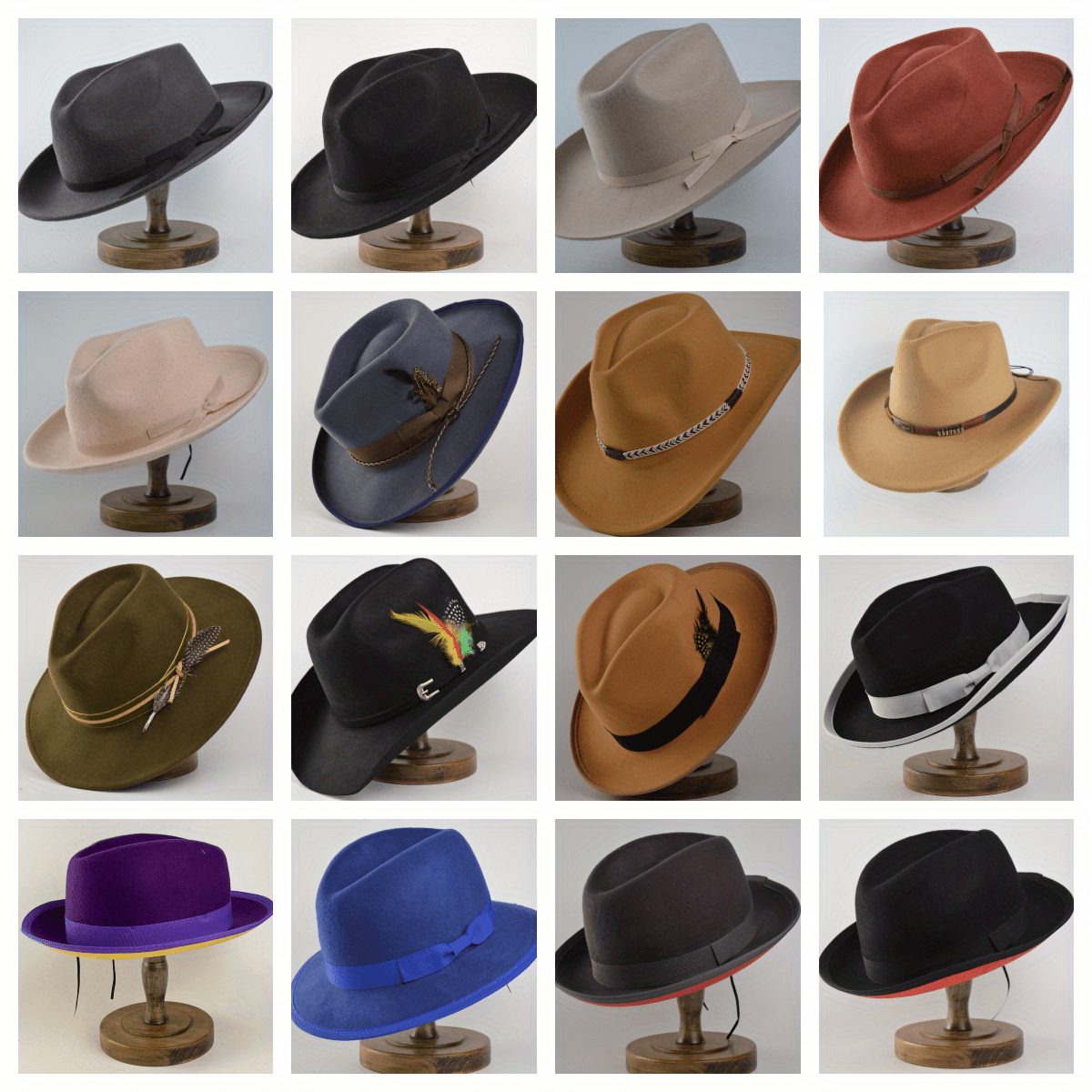 1pc Wool Fedora Large Brim Surprise Box Embroidered Feather Hat For Men