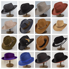 1pc Wool Fedora Large Brim Surprise Box Embroidered Feather Hat For Men