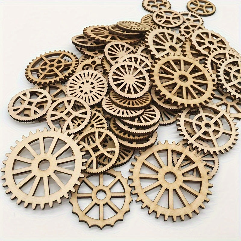 20 PCS DIY Mini Wooden Gears Set Mixed Shapes 26 50mm 1 1 97in