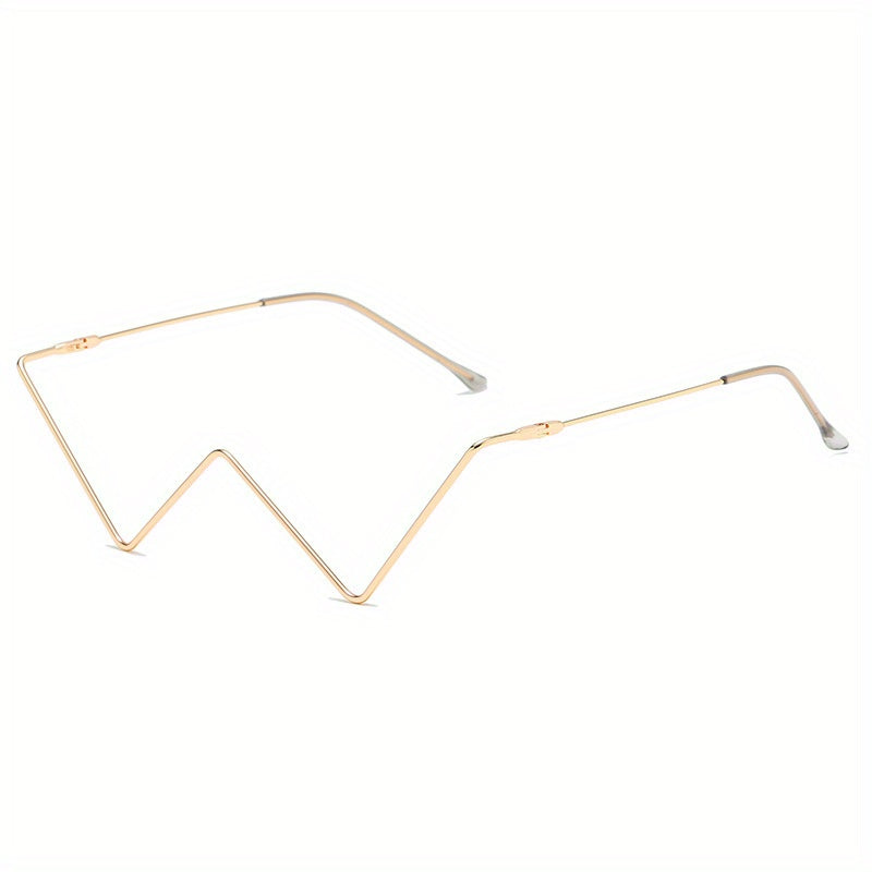 Y2K Rhinestone Glasses Frame Sparkling Metal Lensless Glasses
