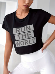 Casual Sports T shirts Round Neck Summer Tee Women's Tops