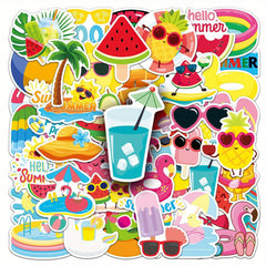 50pcs Summer Romance Stickers Vintage Vinyl Decals for DIY Luggage & Party