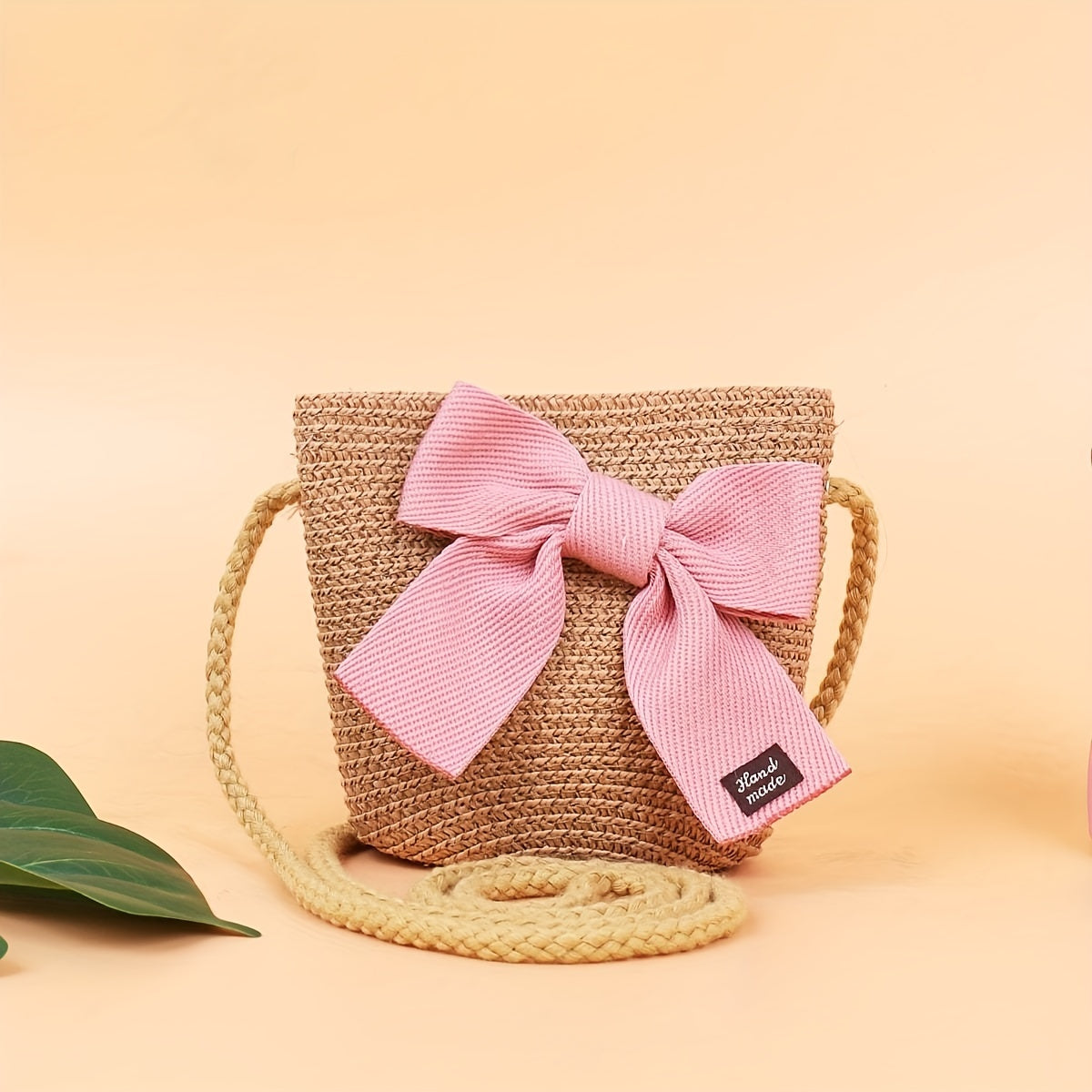 Children Straw Woven Mini Shoulder Bag Small Purse Kids Handbag