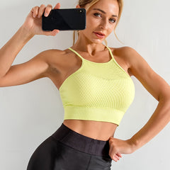 Mesh Sports Bra Racer Back Shockproof Quick Drying Yoga Workout Bra