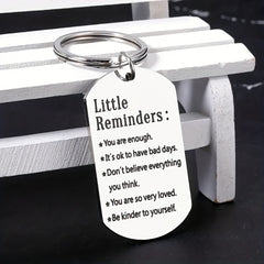Lettering Keychain Engraved Stainless Steel Keyring for Women Men