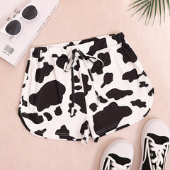 Cow Print Shorts Casual Drawstring Summer Versatile Shorts