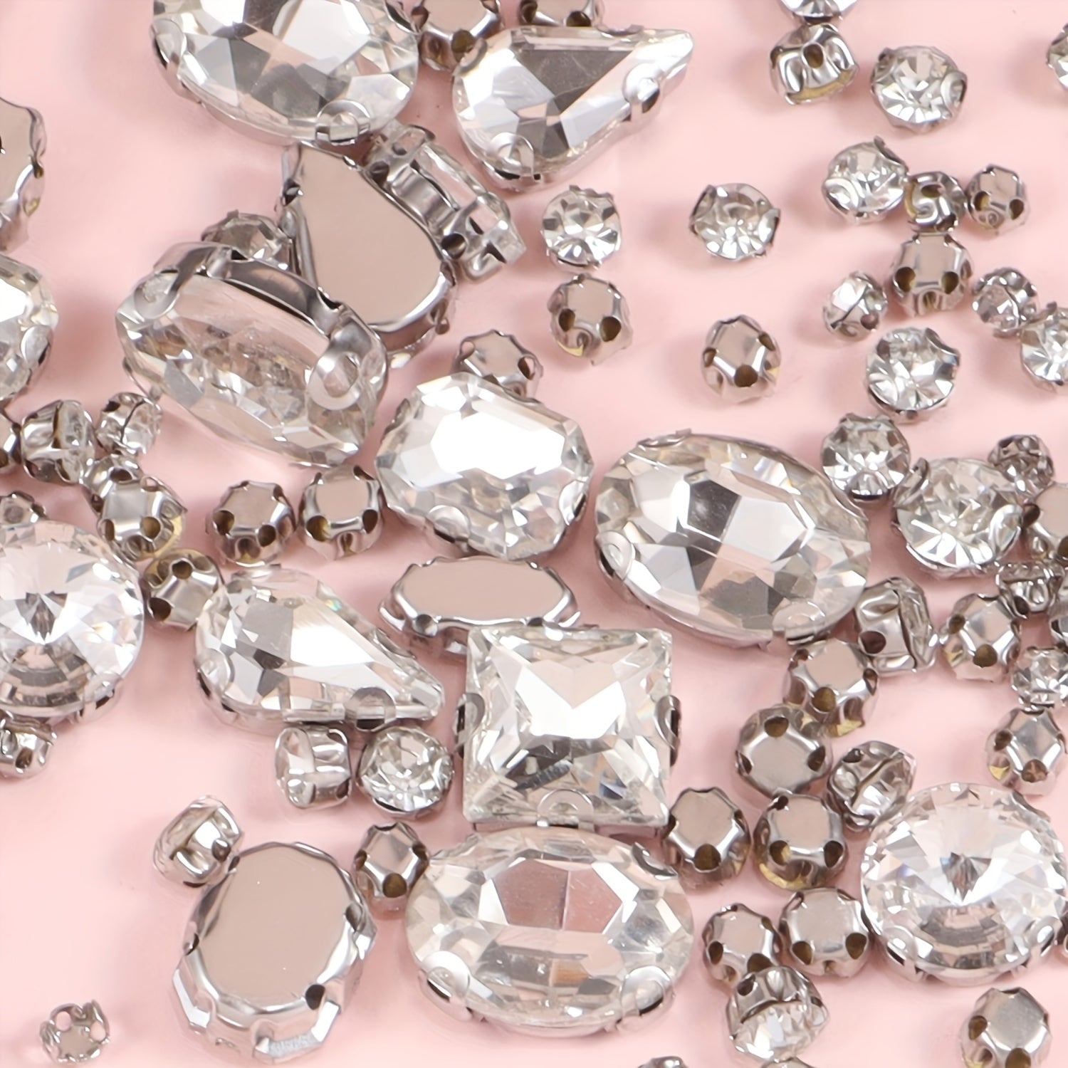 100pcs Transparent Glass Rhinestones With Metal Back