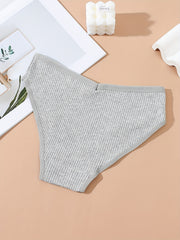4 Pcs Ribbed Briefs Seamless Mid Rise Panties Women's Lingerie