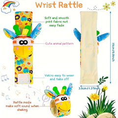 4pcs Baby Wrist Rattles Sock Toys - Newborn Baby Foot Finder & Wrist R