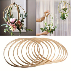 12pcs Wooden Bamboo Floral Hoop Wreath Rings for DIY Wedding Decor