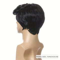 Men's Short Curly Hair Oblique Bangs Wig
