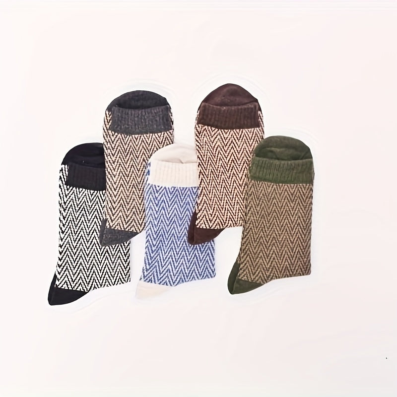5 Pairs Winter Warm Knit Socks for Men Women