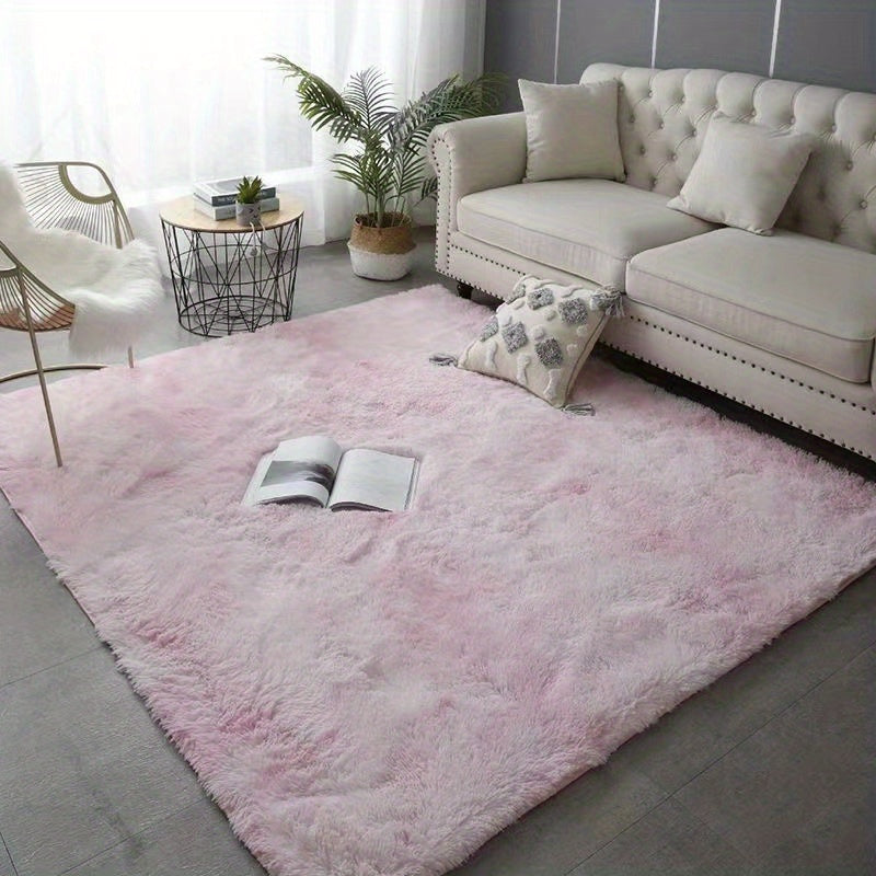 Large Tie Dyed Light Grey Shaggy Rug 78x74 Inch
