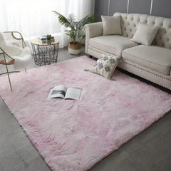 Large Tie Dyed Light Grey Shaggy Rug 78x74 Inch