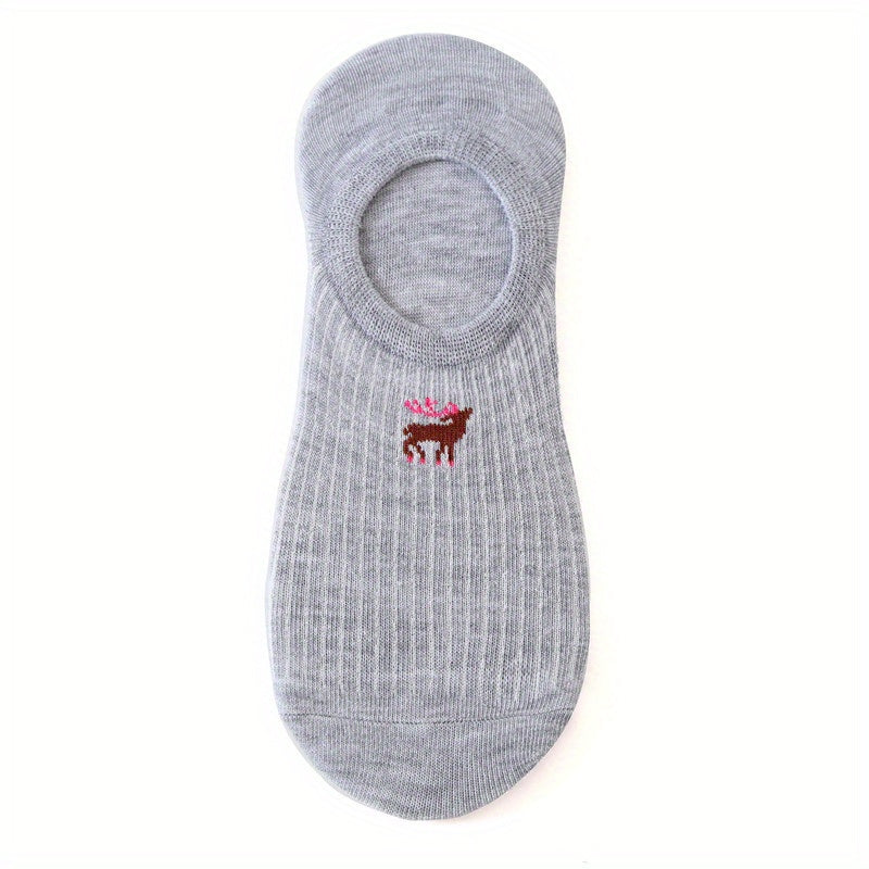 Embroidered Cartoon Animal Cotton Soft Invisible Socks
