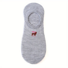 Embroidered Cartoon Animal Cotton Soft Invisible Socks