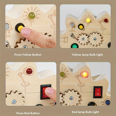 LED Wooden Dinosaur Busy Board Light Switch Sensory Board Montessori Toys