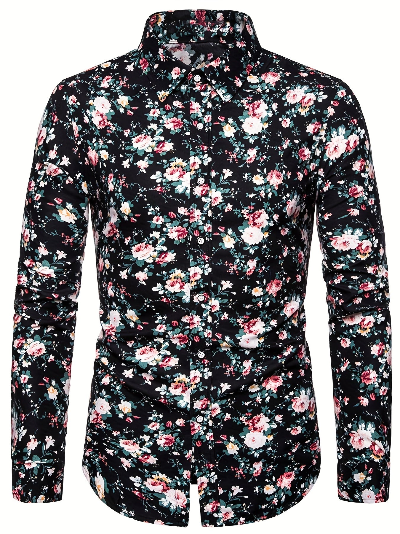Men's Floral Printed Casual Shirt Long Sleeves Regular Fit