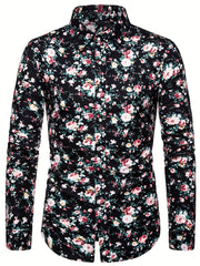Men's Floral Printed Casual Shirt Long Sleeves Regular Fit