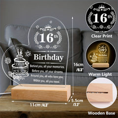 Sweet 16 Night Light Keepsake Gift